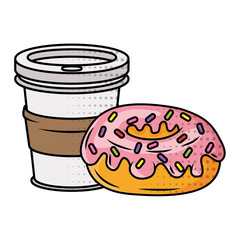 delicious sweet donut with coffee