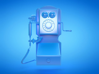 Naklejka premium 3d rendered illustration of a blue classical telephone