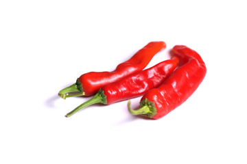Red chili peppers isolated on white background