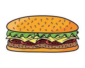 delicious burger fast food icon