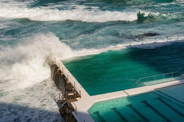 Rock Swimming Pools overlooking Tasman Sea in Bondi, Sydney - Australia