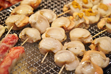 Seafood barbecue at fish market 