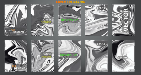 Fototapeta premium Set abstract marble modern designe. Splash acrylic colored bright liquid. Paints texture A4. For sale flyer,cover,presentation,print,business cards,calendars,invitations,sites,packaging. Copy space. 