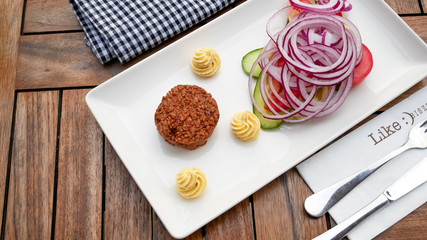 Beef dish in a restaurant