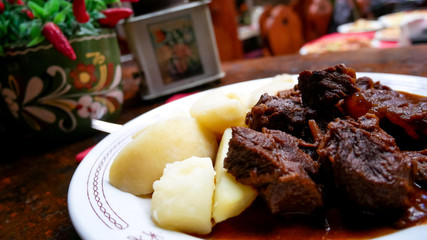 Beef dish in a restaurant