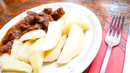 Beef dish in a restaurant