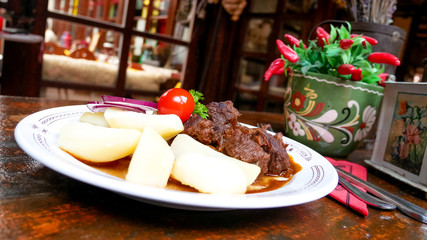 Beef dish in a restaurant