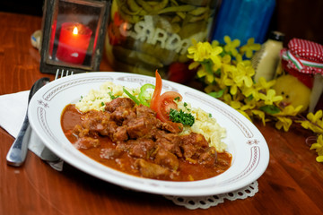 Beef dish in a restaurant