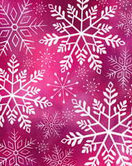 Naklejka na ściany i meble White snowflake mixed media on pink background