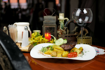 Beef dish in a restaurant