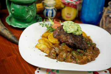 Beef dish in a restaurant