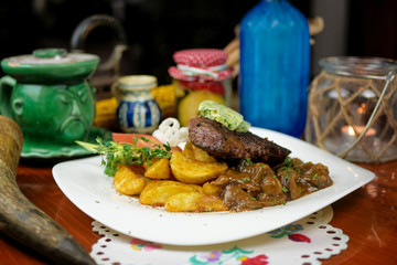 Beef dish in a restaurant