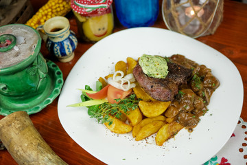 Beef dish in a restaurant