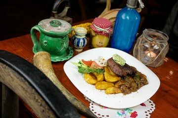 Beef dish in a restaurant