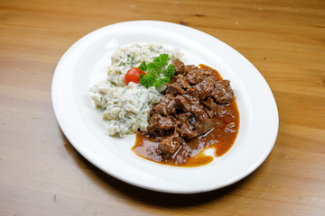Beef dish in a restaurant
