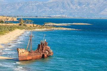 The famous shipwreck near Gythio Greece