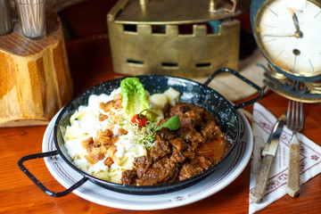 Beef dish in a restaurant