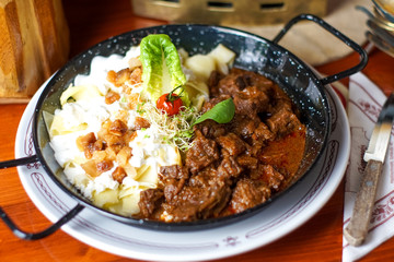 Beef dish in a restaurant