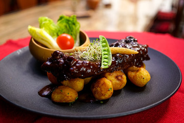 Beef dish in a restaurant