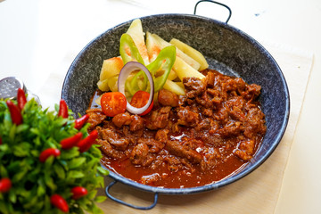 Beef dish in a restaurant