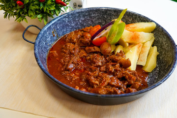 Beef dish in a restaurant