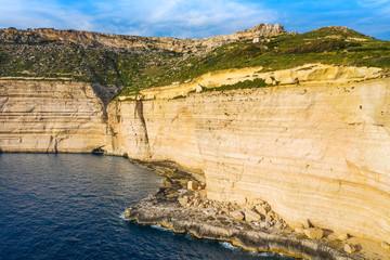 Fototapeta na wymiar Aerial view of Dingli cliffs. Winter, sea, sky. Maltese islands
