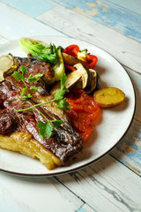 Beef dish in a restaurant