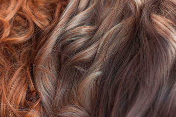 Fototapeta premium Wigs, hair. Womens beauty concept