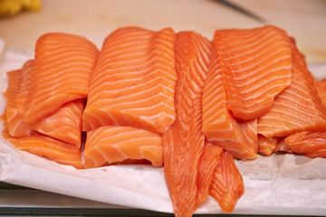Salmon fish fillet in the kitchen 
