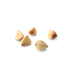 Organic green buckwheat grains isolated on white