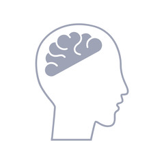 the silhouette of a man's head and volume image of the brain