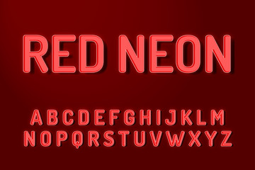 Fototapeta na wymiar Red Neon Editable Illustrator Graphic Style Text Effects
