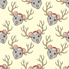 Seamless pattern with rat head