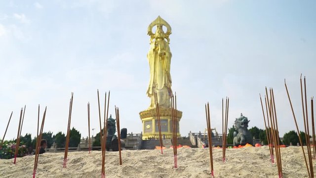 Guangzhou / China-October 10, 2019: Buddha Statue in Lotus mountains Park