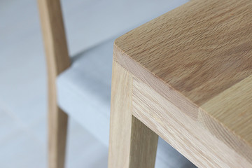Close up wooden furniture, Oak wood Chair, Furniture detail for interior