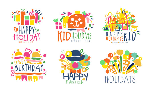 Logos for the holiday. Set of vector illustrations.