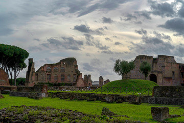 Imperial forums in rome on cloudy day