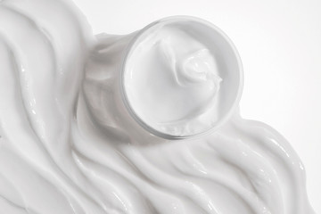 Fototapeta na wymiar The jar packaging for Hygienic cream and texture cream foam cosmetic