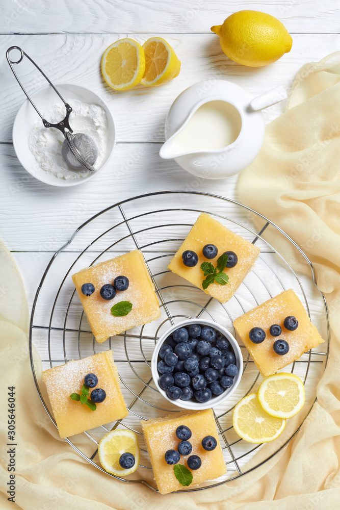 Wall mural freshly baked lemon curd shortbread bars