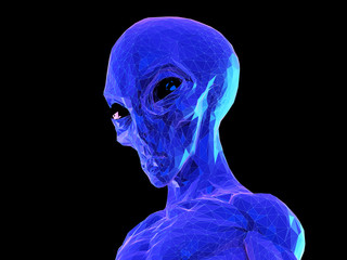 Fototapeta na wymiar 3d rendered synthwave style illustration of an alien