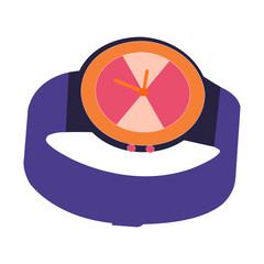 A Beautifully Drawn Purple And Orange Wrist Watch