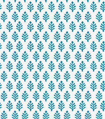 Japanese Indian Blue Floral Seamless Pattern