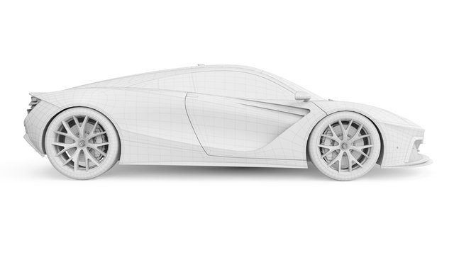 3d Rendered Wireframe Illustration Of A Sports Car