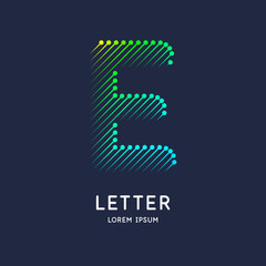 The letter E of the Latin alphabet. Display character in a bright contemporary style.