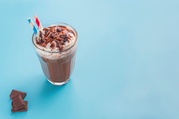 chocolate milkshake in color background