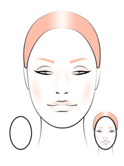 template for creating makeup with the image of a female face oval shape
