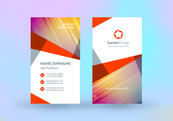 Double-sided vertical business card template. Vector mockup illustration. Stationery design. Halftone texture