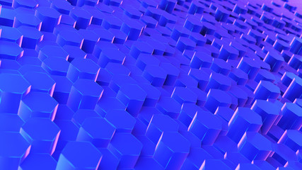 Obraz premium 3d rendered abstract synthwave style illustration of a geometrical pattern