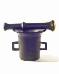 old isolated brass mortar and pestle