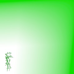Abstract green background with sketch of stems and leaves of plant